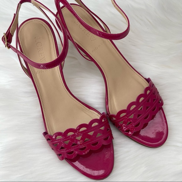 J. Crew Inez Patent Midheel Sandals 7.5 - Picture 1 of 14